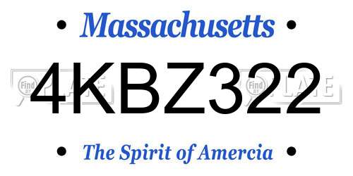 4KBZ322 Massachusetts License Plate