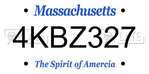 4KBZ327 Massachusetts License Plate