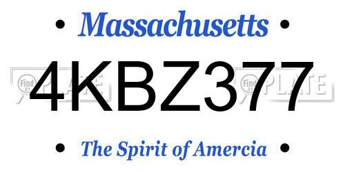 4KBZ377 Massachusetts License Plate