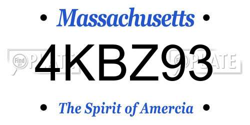 4KBZ93 Massachusetts License Plate