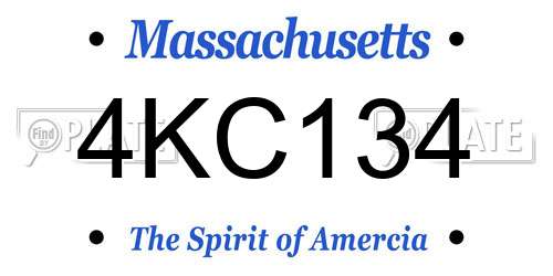 4KC134 Massachusetts License Plate