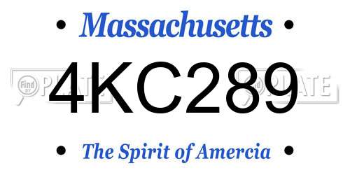 4KC289 Massachusetts License Plate