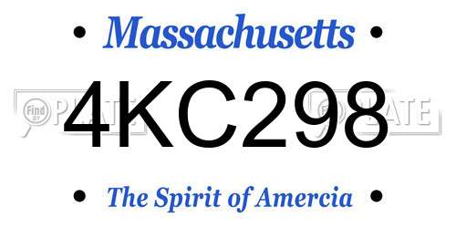 4KC298 Massachusetts License Plate