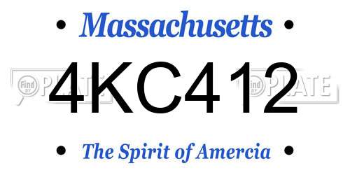 4KC412 Massachusetts License Plate