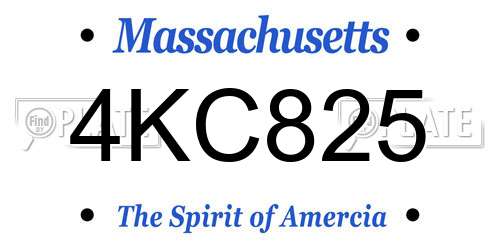 4KC825 Massachusetts License Plate