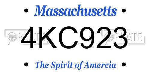4KC923 Massachusetts License Plate