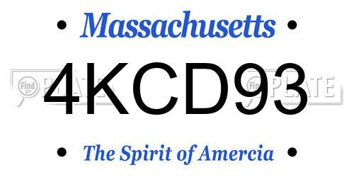 4KCD93 Massachusetts License Plate