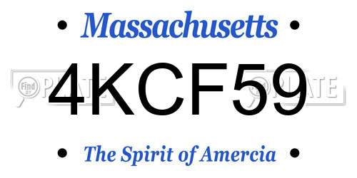 4KCF59 Massachusetts License Plate
