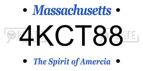 4KCT88 Massachusetts License Plate