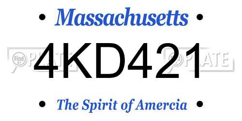 4KD421 Massachusetts License Plate