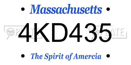 4KD435 Massachusetts License Plate