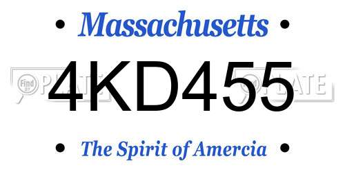 4KD455 Massachusetts License Plate