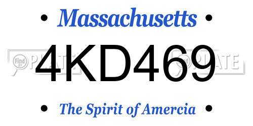 4KD469 Massachusetts License Plate