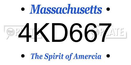 4KD667 Massachusetts License Plate