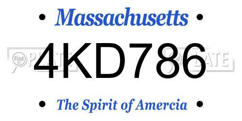 4KD786 Massachusetts License Plate