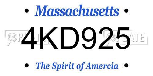 4KD925 Massachusetts License Plate