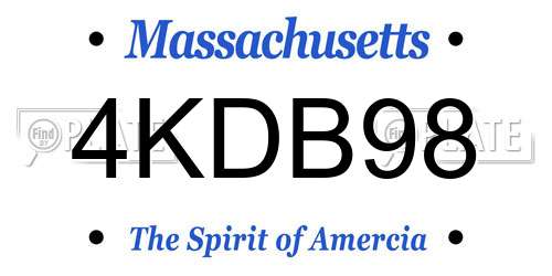 4KDB98 Massachusetts License Plate