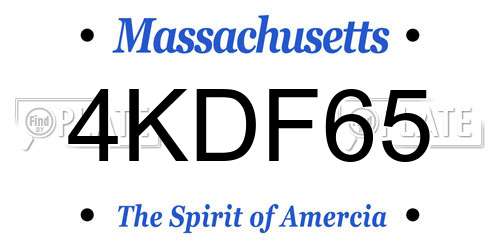 4KDF65 Massachusetts License Plate
