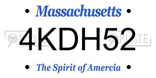 4KDH52 Massachusetts License Plate