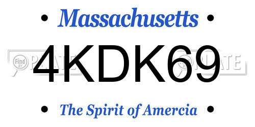 4KDK69 Massachusetts License Plate