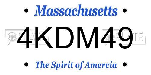 4KDM49 Massachusetts License Plate