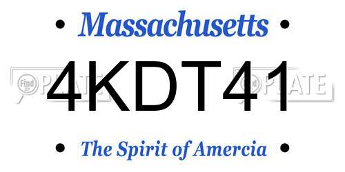 4KDT41 Massachusetts License Plate