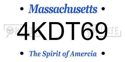 4KDT69 Massachusetts License Plate