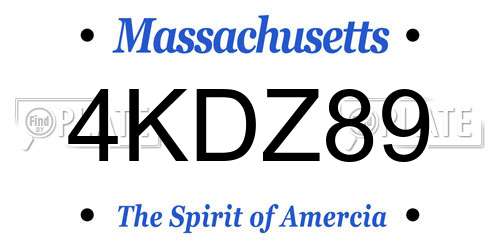 4KDZ89 Massachusetts License Plate