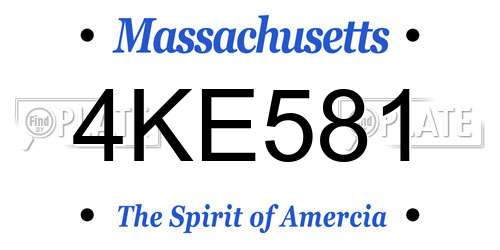 4KE581 Massachusetts License Plate