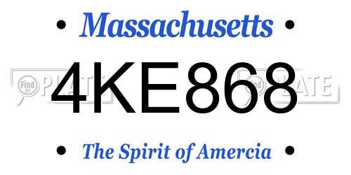 4KE868 Massachusetts License Plate
