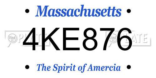 4KE876 Massachusetts License Plate