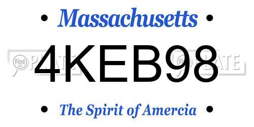 4KEB98 Massachusetts License Plate