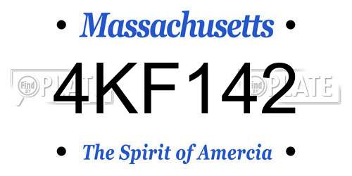 4KF142 Massachusetts License Plate