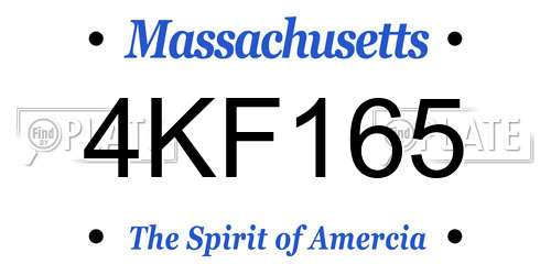 4KF165 Massachusetts License Plate