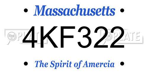 4KF322 Massachusetts License Plate