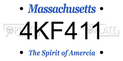4KF411 Massachusetts License Plate