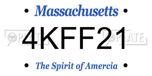 4KFF21 Massachusetts License Plate