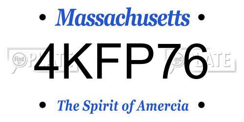 4KFP76 Massachusetts License Plate