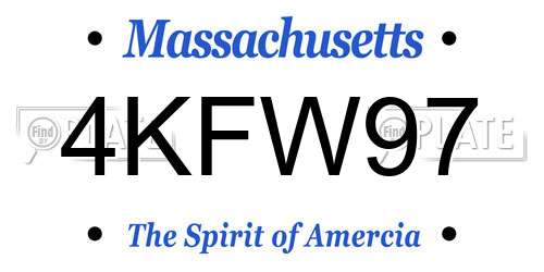 4KFW97 Massachusetts License Plate