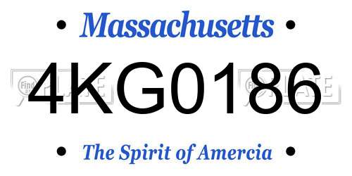 4KG0186 Massachusetts License Plate