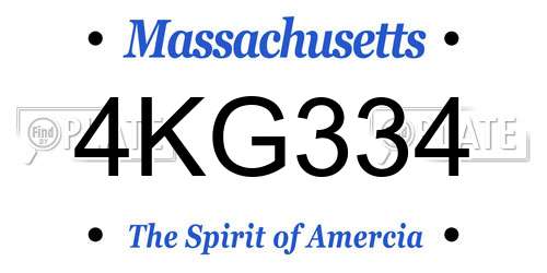 4KG334 Massachusetts License Plate