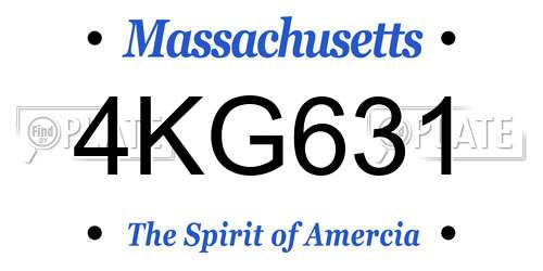4KG631 Massachusetts License Plate