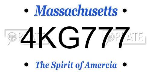 4KG777 Massachusetts License Plate