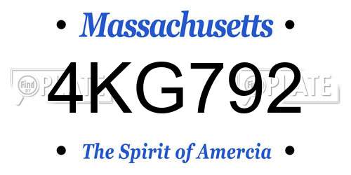 4KG792 Massachusetts License Plate