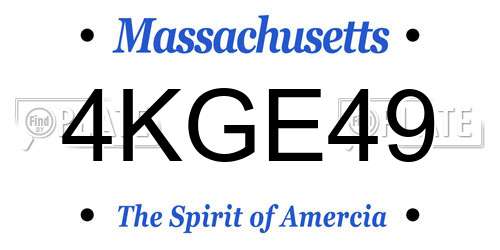 4KGE49 Massachusetts License Plate