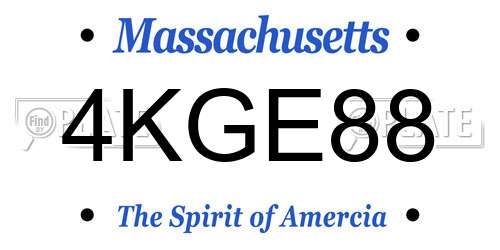 4KGE88 Massachusetts License Plate