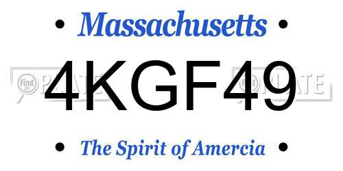 4KGF49 Massachusetts License Plate