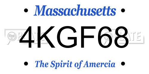 4KGF68 Massachusetts License Plate