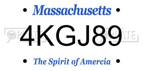 4KGJ89 Massachusetts License Plate