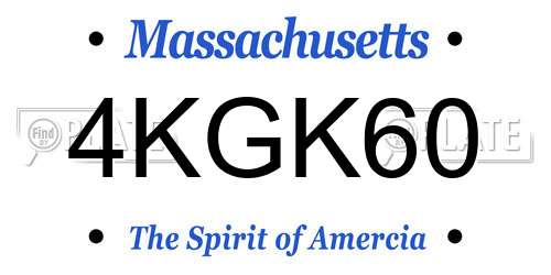 4KGK60 Massachusetts License Plate